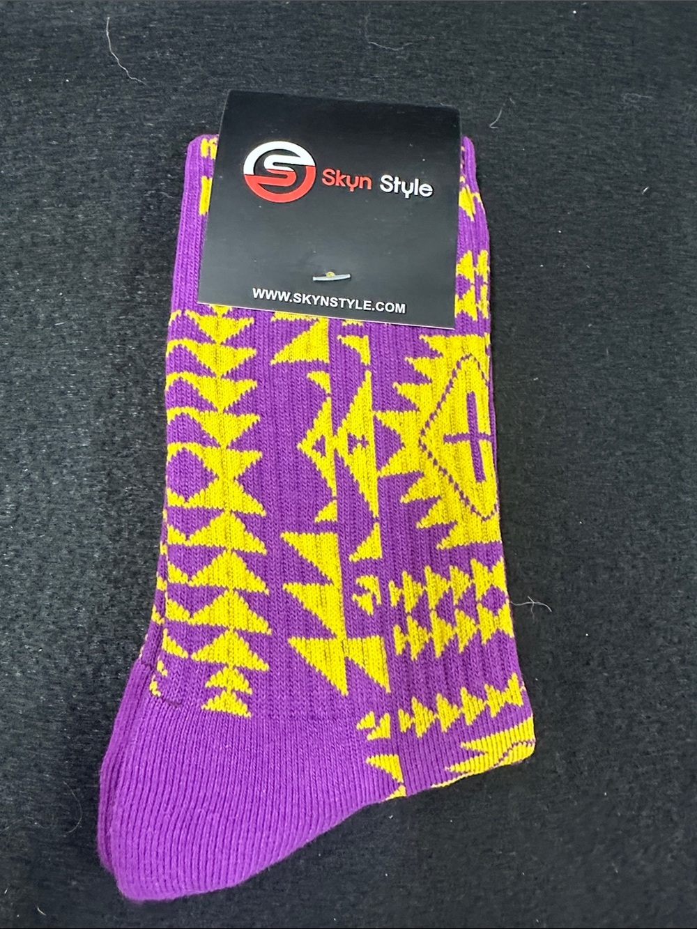 Purple & Yellow Geometric Crew Socks